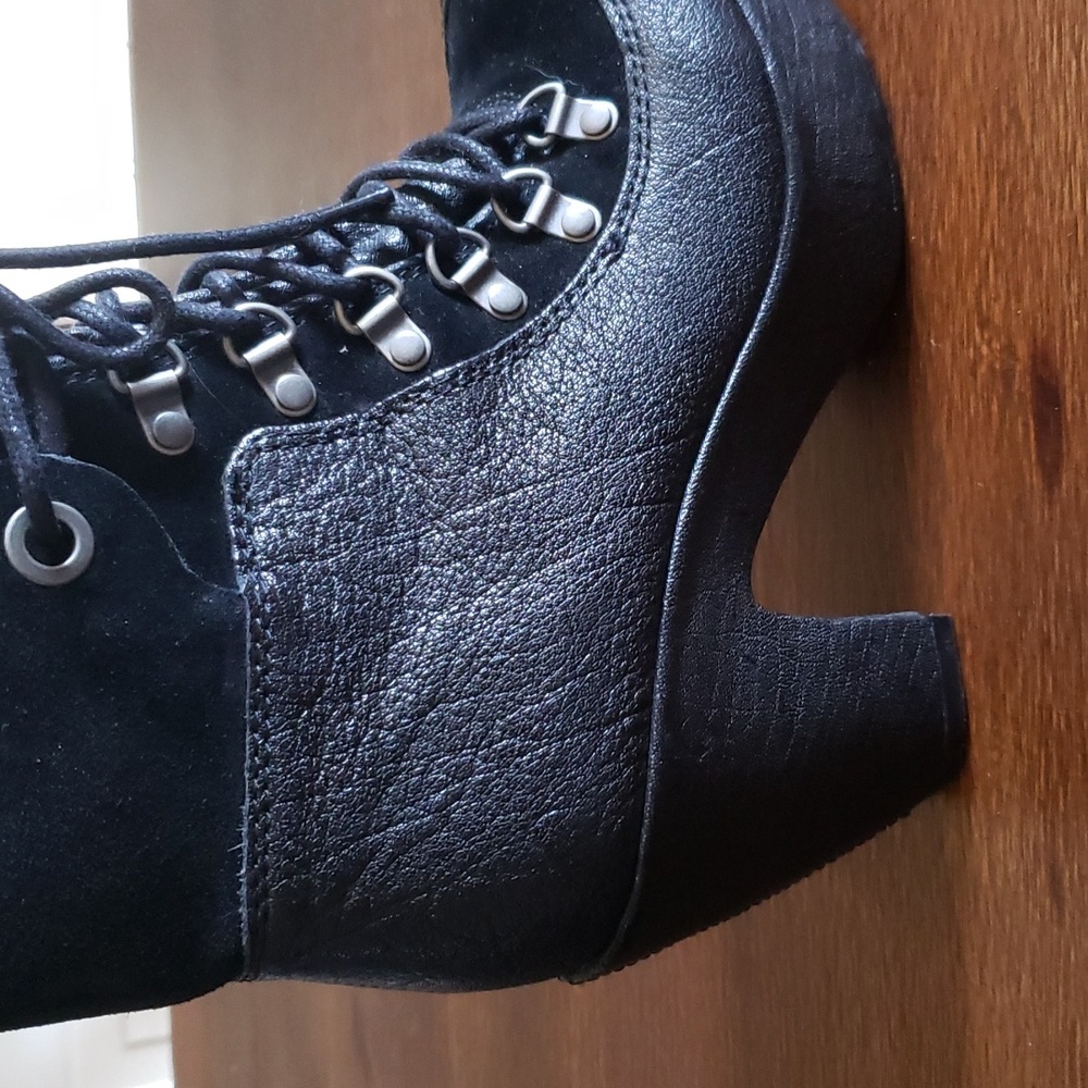 Kork-Ease Black Lace-Up Platform Ankle Boots - Picture 4 of 10